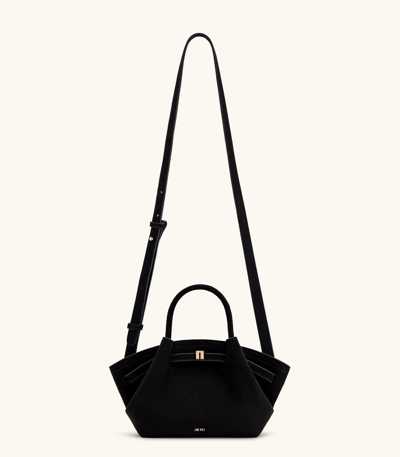 JW Pei Hana Mini Faux Suede Tote Bag (Black)
