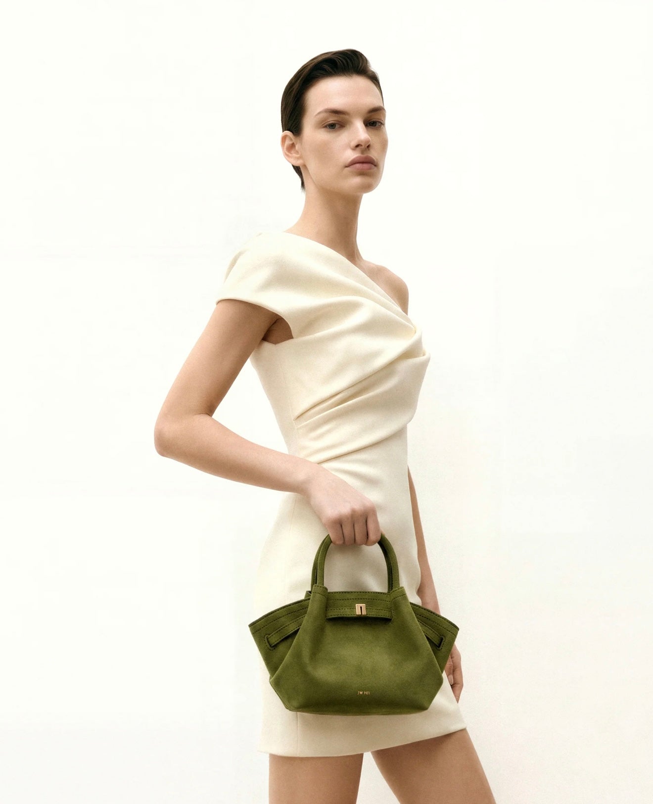 JW Pei Hana Mini Faux Suede Tote Bag (Dark Olive)