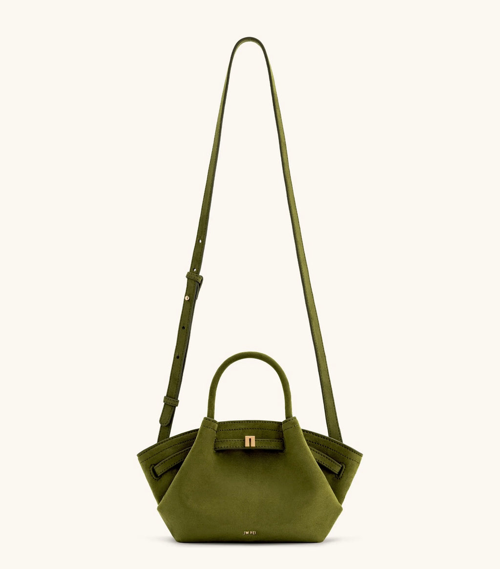 JW Pei Hana Mini Faux Suede Tote Bag (Dark Olive)