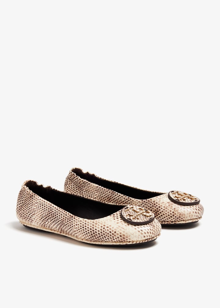 Tory Burch Minnie Travel Ballet Flats Snake Embosed Pattern
