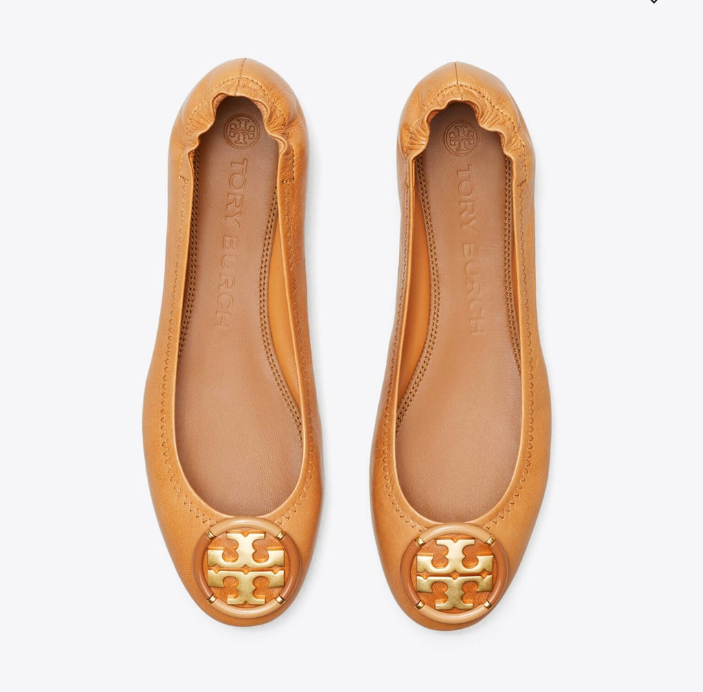 Tory Burch Multi Logo Ballet Flats Tan