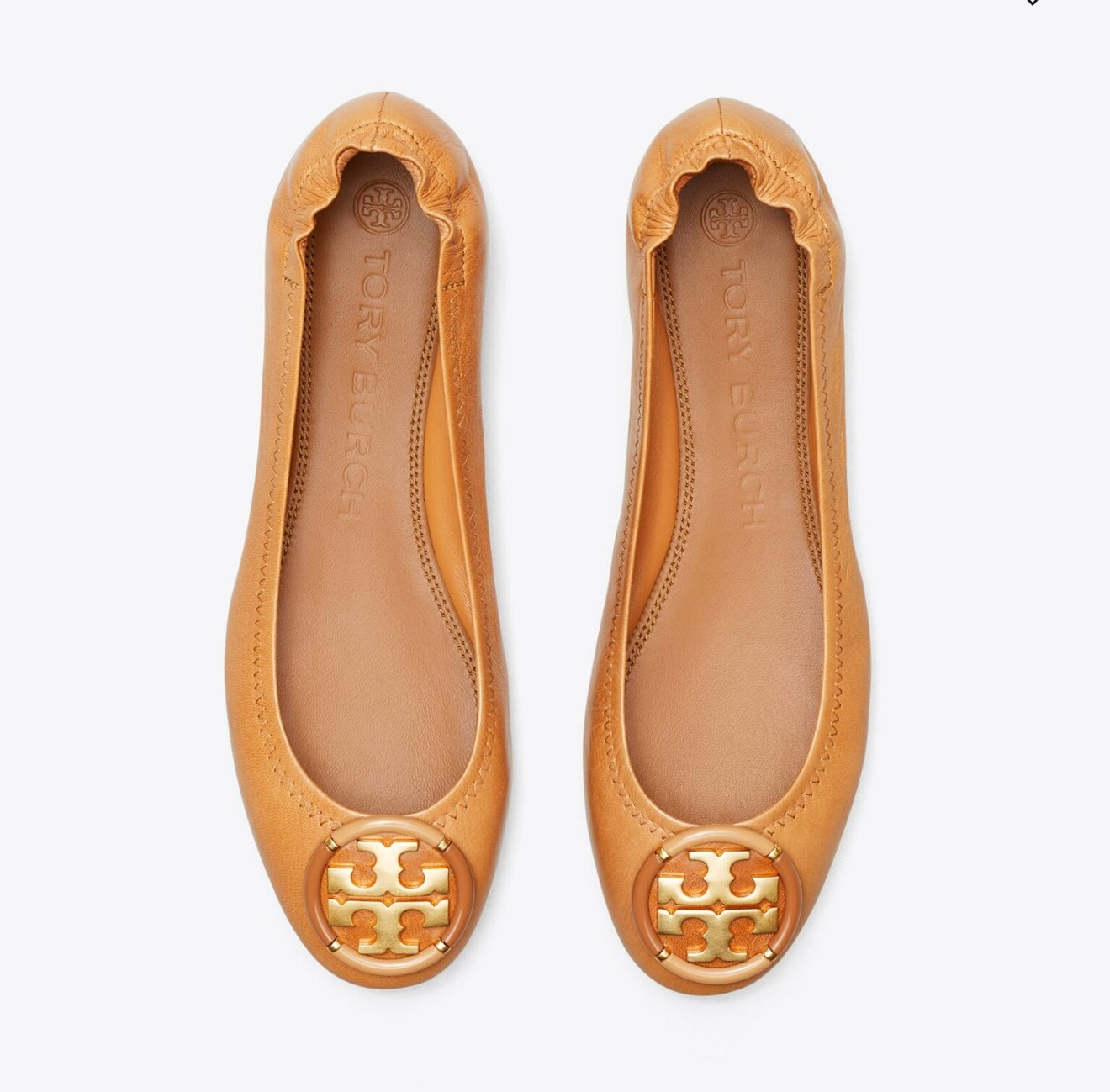 Tory Burch Multi Logo Ballet Flats Tan