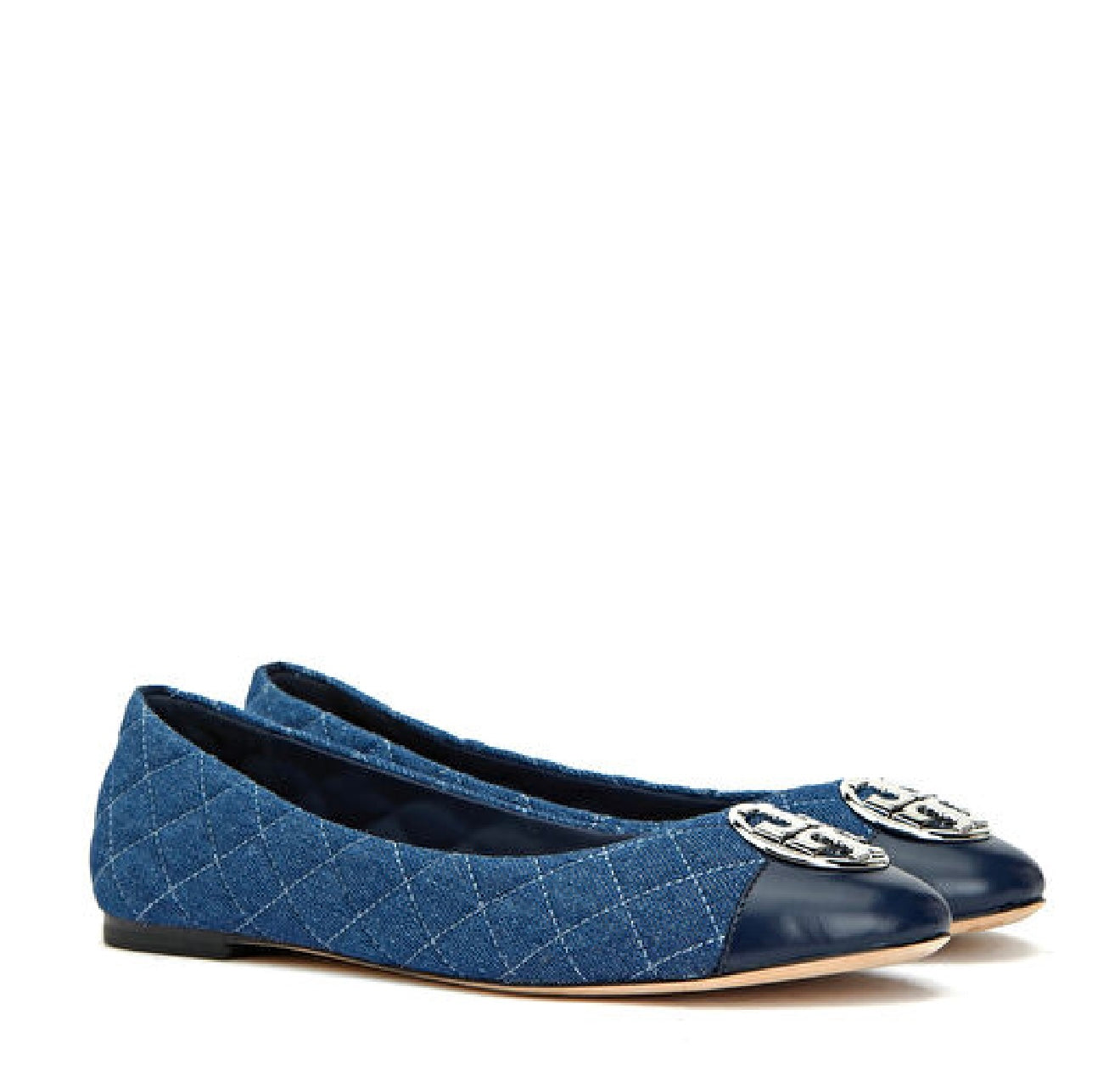 Tory Burch Quilted Ballet Flats (Navy Blue