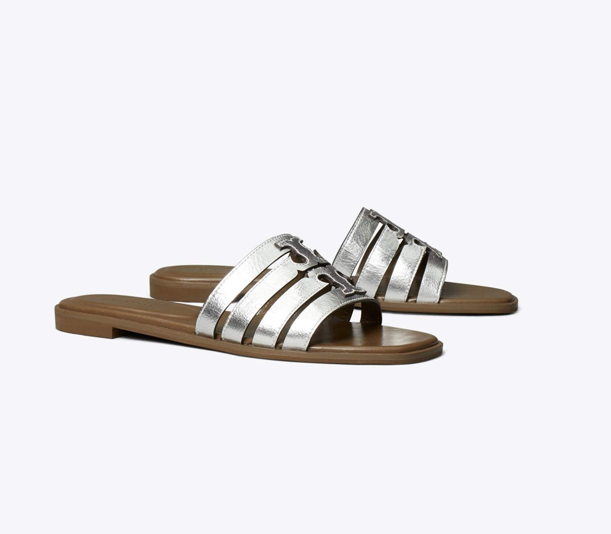 Tory Burch Ines Cage Slide Sandals (Silver)