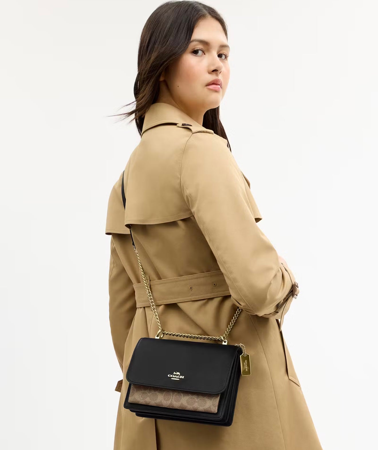 Coach Klare Crossbody Bag in Signature Canvas (Tan/Black Multi)