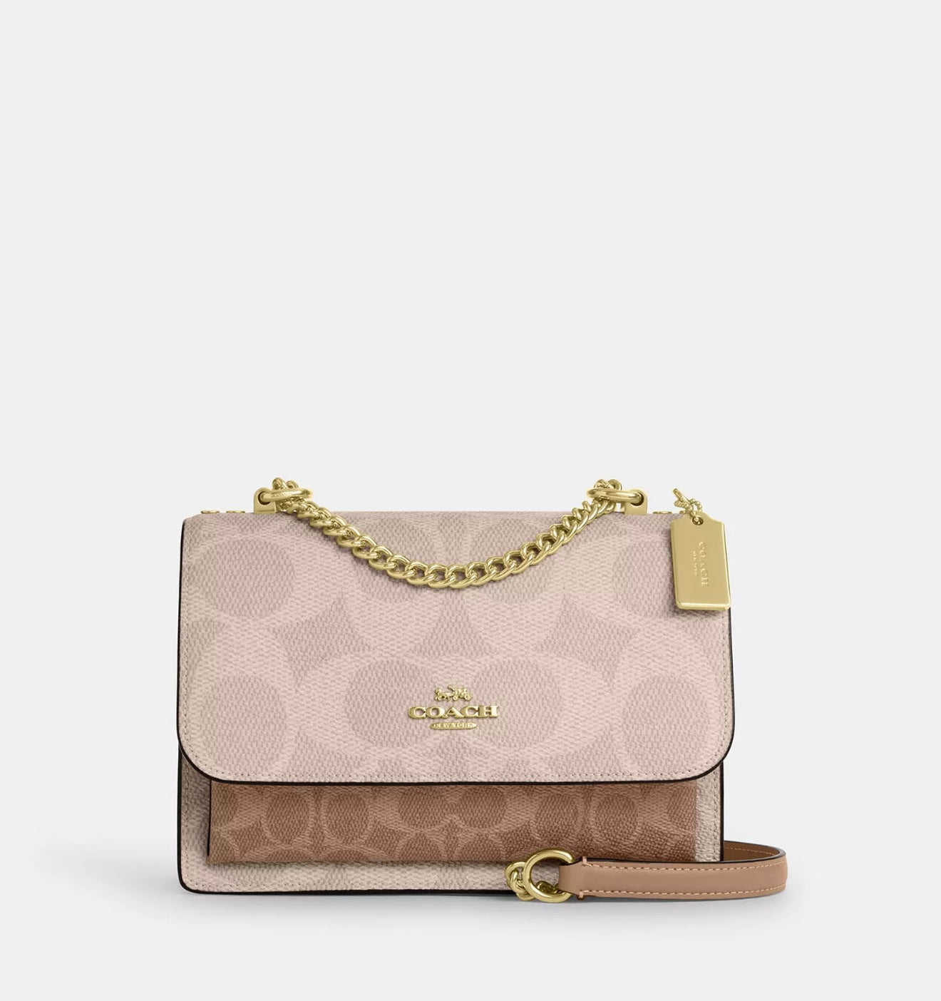 Coach Klare Crossbody in Blocked Signature Canvas (Gold/Sand/Tan)