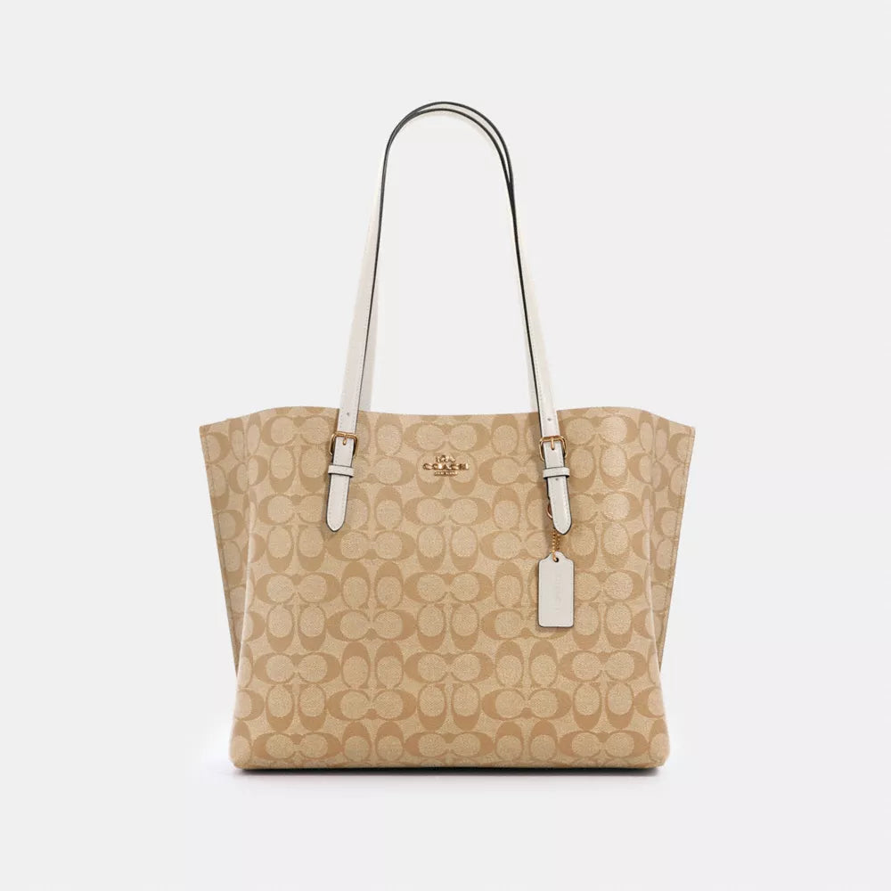 Coach Mollie Tote Bag in Signature Canvas (Gold/Light Khaki Chalk)