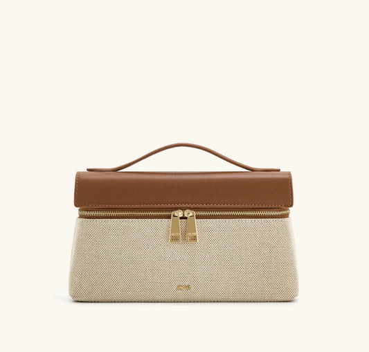 JW Pei Thea Top Handle Bag (Brown Canvas)