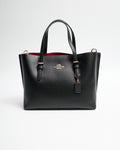 Coach Mollie Tote 25 in Black Refined Grain Leather With Red Interior