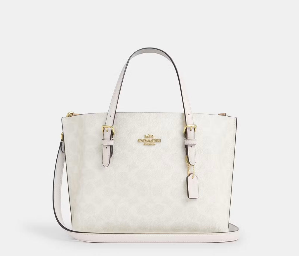 Coach Mollie Tote 25 in Signature Canvas (Gold/White/Chalk)