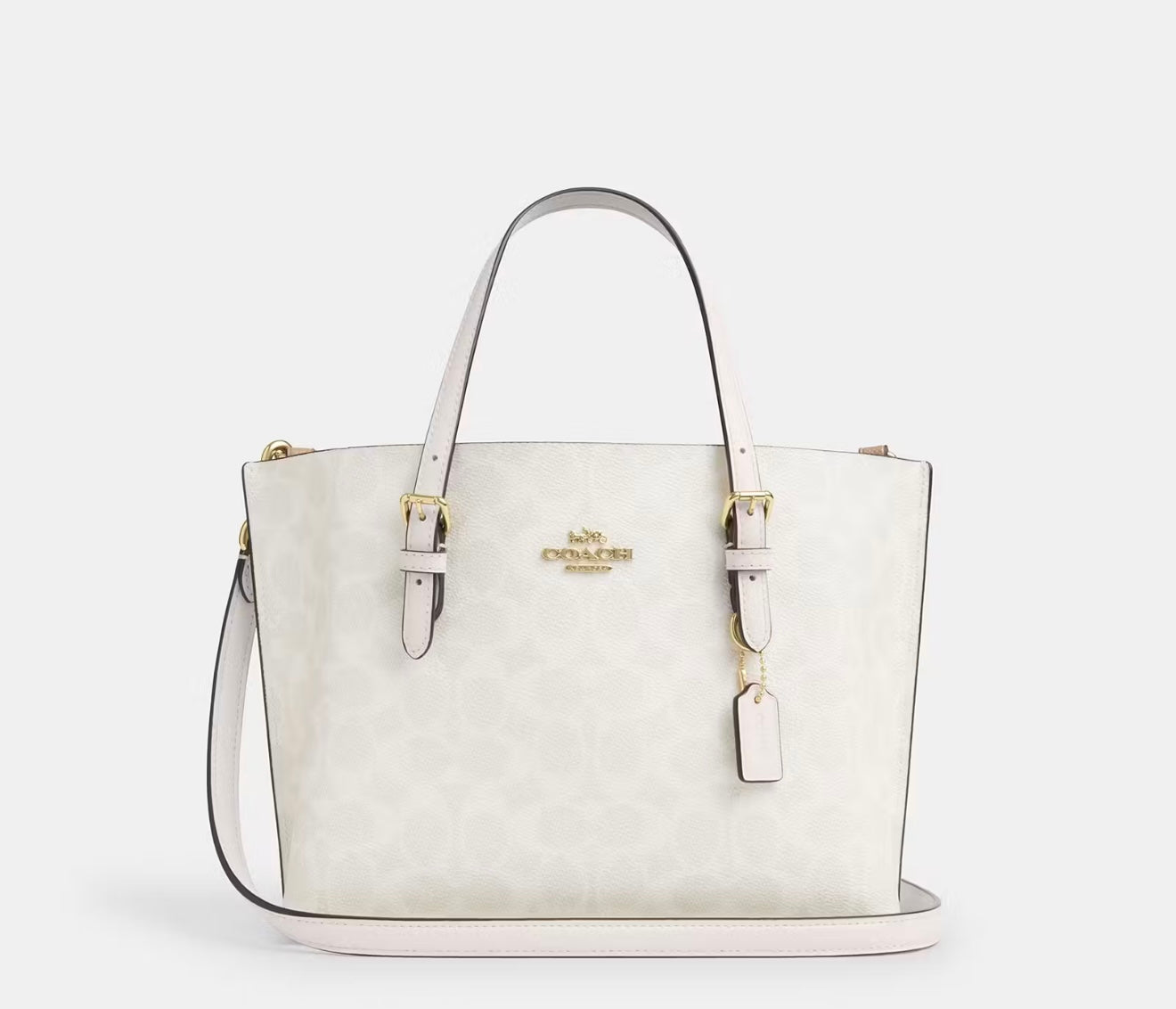 Coach Mollie Tote 25 in Signature Canvas (Gold/White/Chalk)