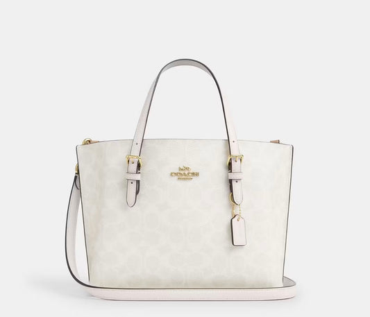 Coach Mollie Tote 25 in Signature Canvas (Gold/White/Chalk)