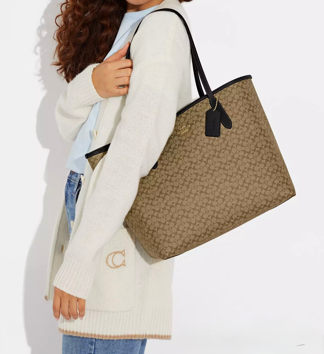 Coach City Tote Bag in Micro Signature Canvas