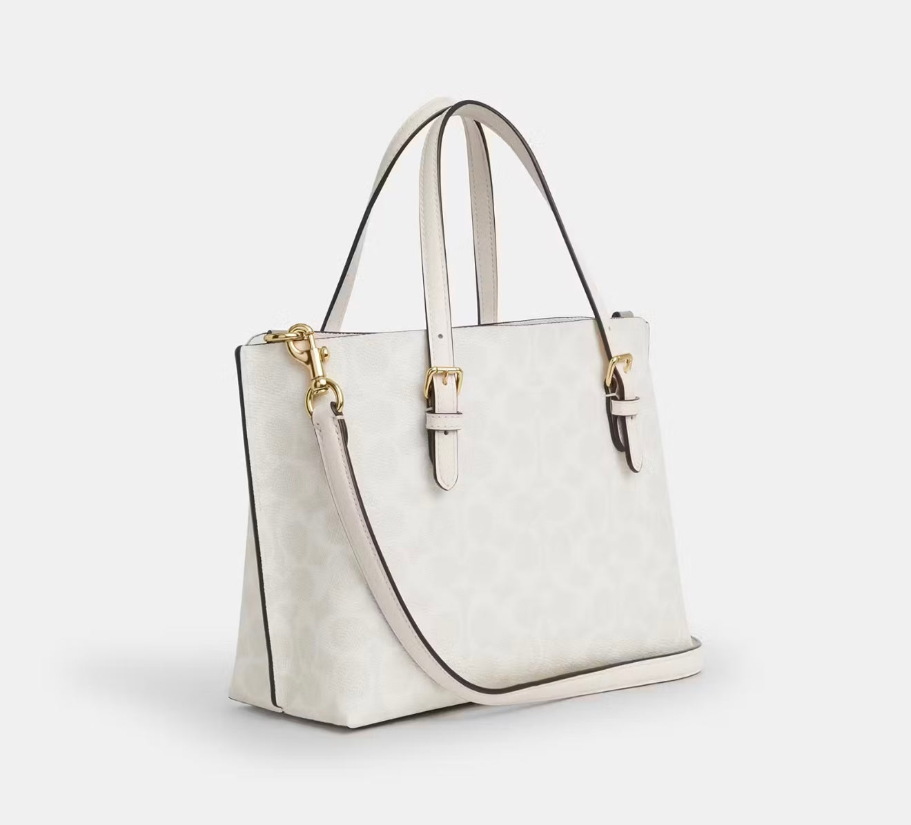 Coach Mollie Tote 25 in Signature Canvas (Gold/White/Chalk)
