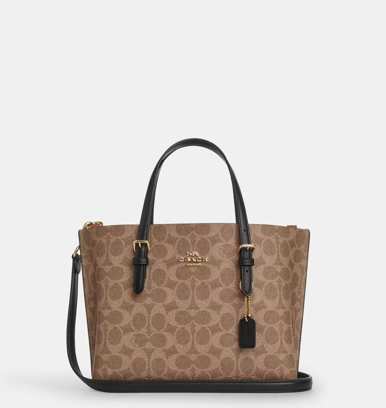 Coach Mollie Tote Bag 25 in Signature Canvas (Gold/Tan/Black)