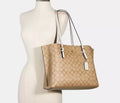 Coach Mollie Tote Bag in Signature Canvas (Gold/Light Khaki Chalk)