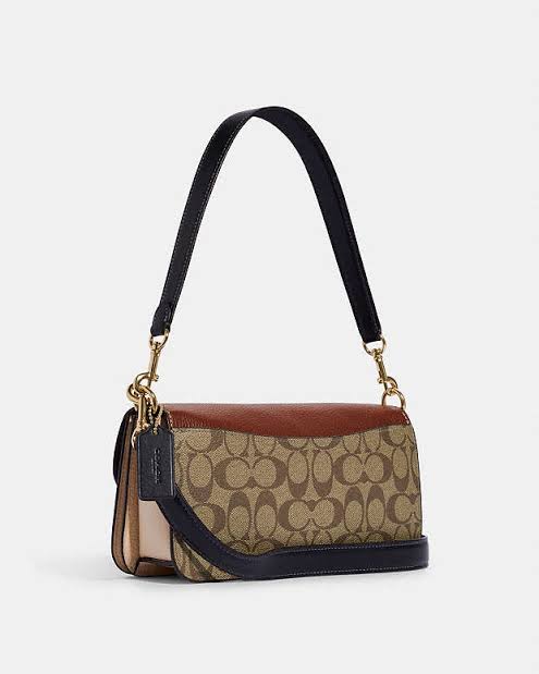 Coach Morgan Crossbody Bag in Color Block Signature Canvas (Gold/Khaki Multi)