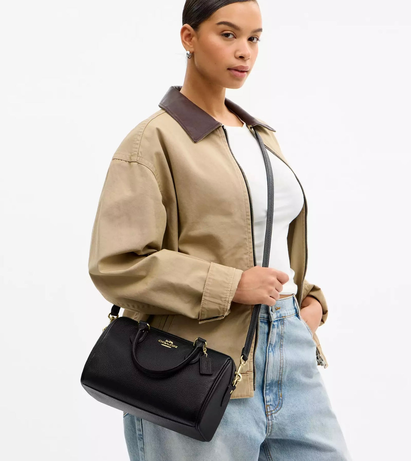 Coach Rowan Satchel Bag (Black/Gold)
