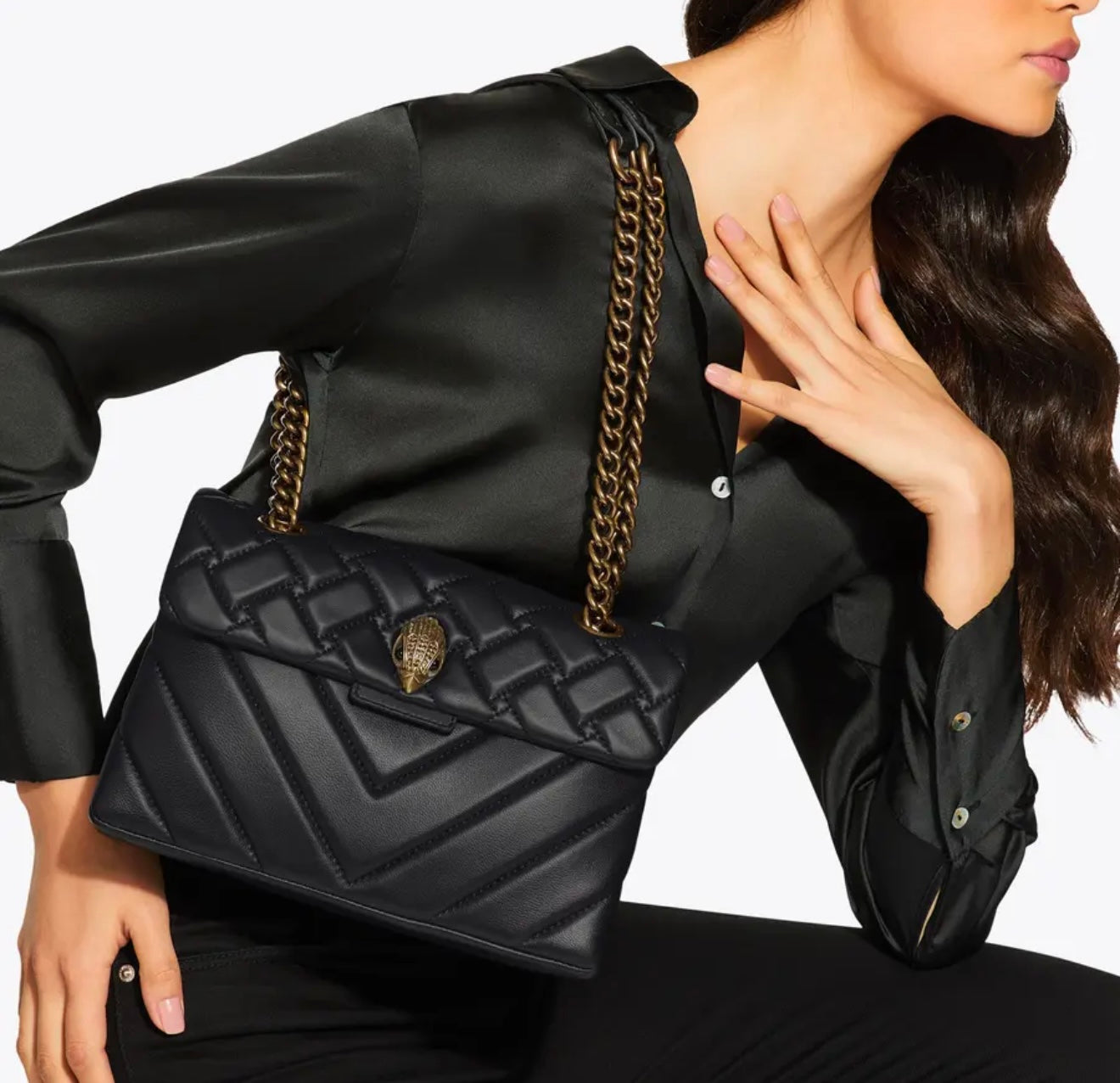 Kurt Geiger Leather Kensington Bag (Black) Large