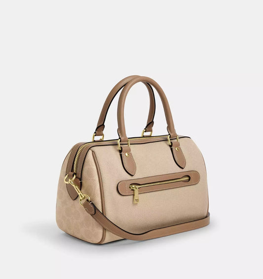 Coach Rowan Satchel Bag (Gold/Natural)