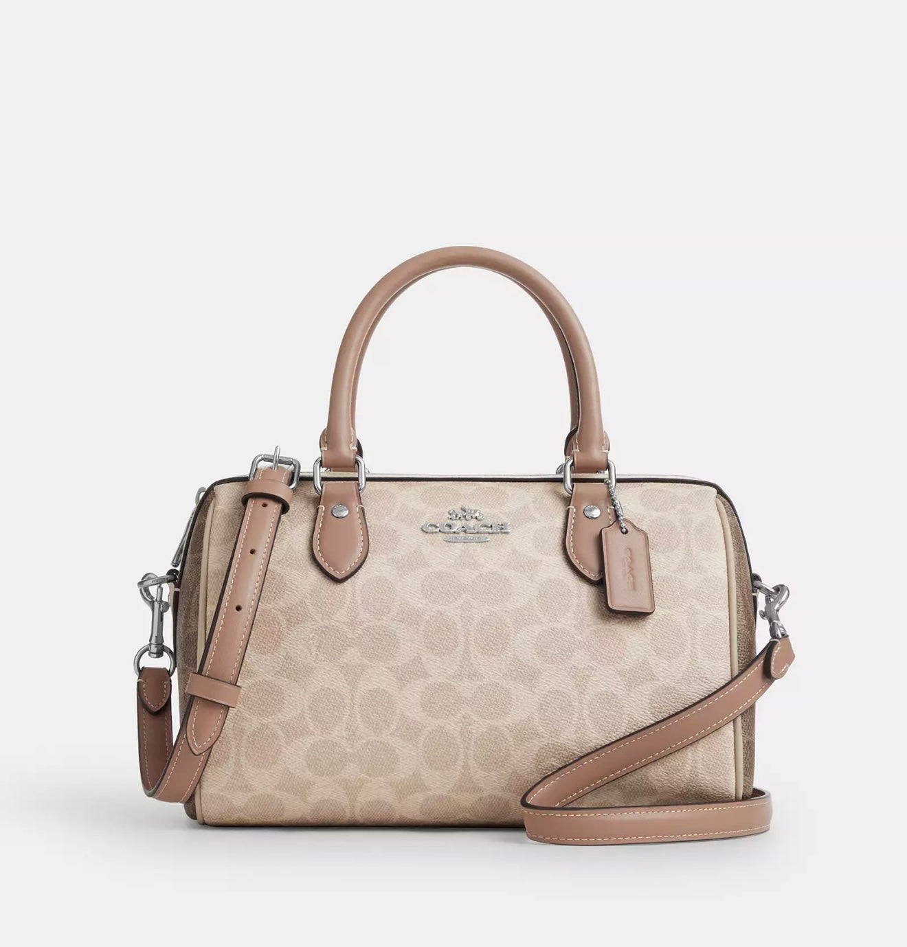 Coach Rowan Satchel Bag (Silver/Sand/Taupe)