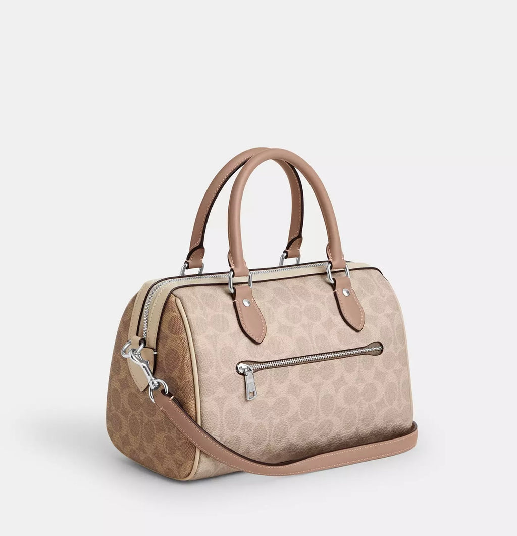 Coach Rowan Satchel Bag (Silver/Sand/Taupe)