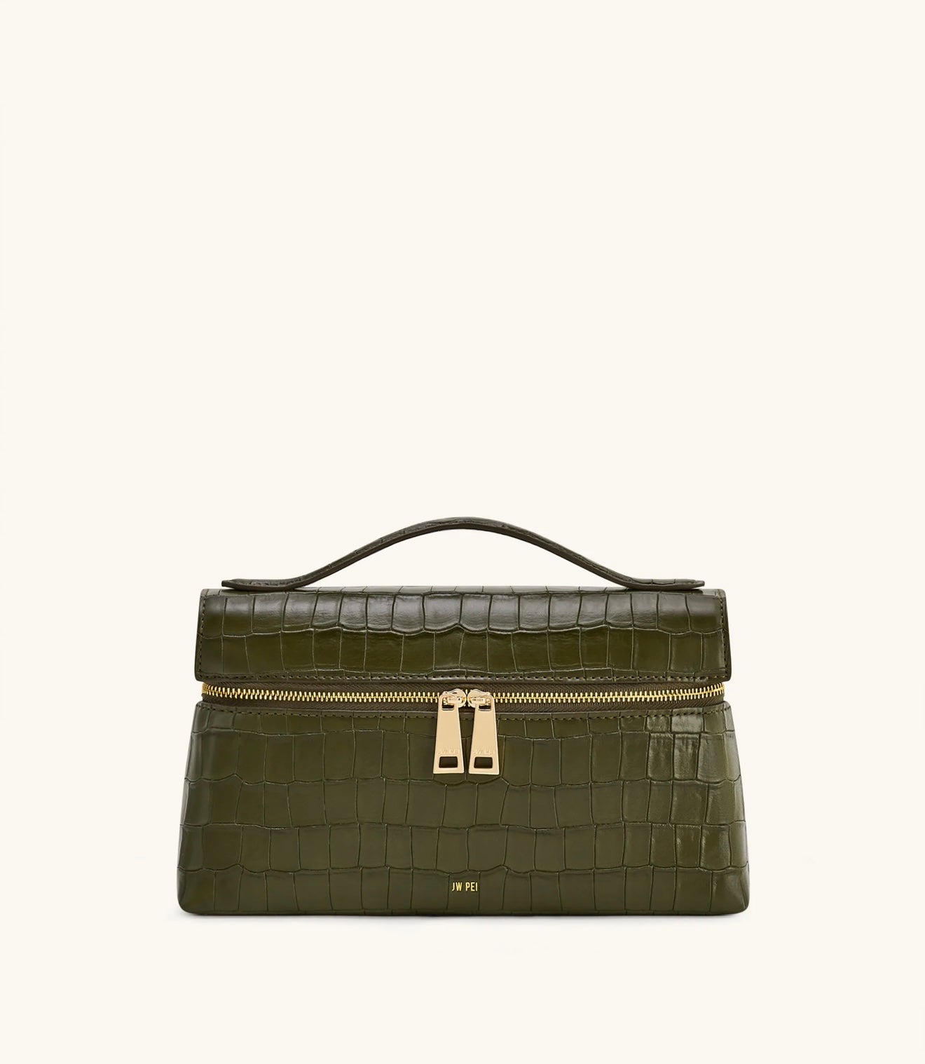 JW Pei Thea Croc Embosed Top Handle Bag (Olive Green)