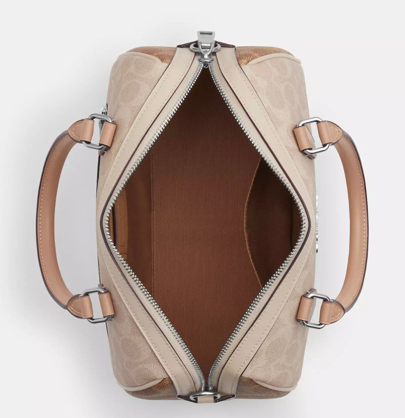 Coach Rowan Satchel Bag (Silver/Sand/Taupe)