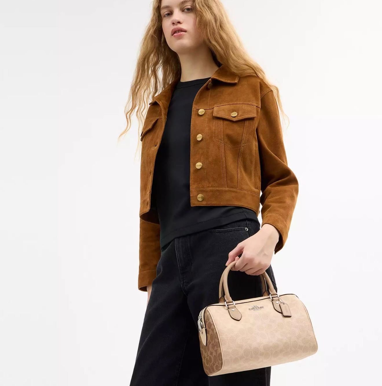 Coach Rowan Satchel Bag (Silver/Sand/Taupe)