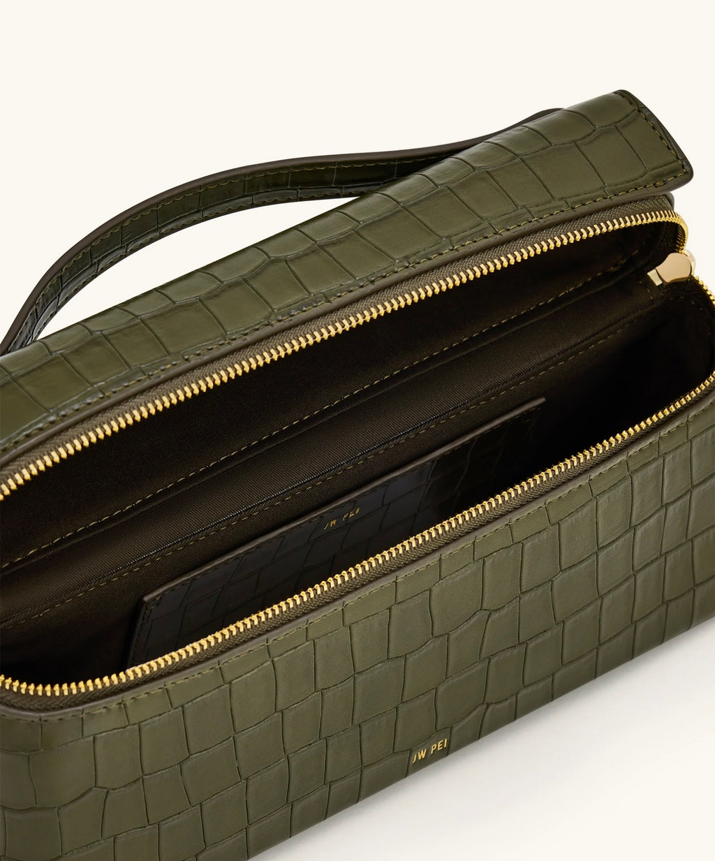 JW Pei Thea Croc Embosed Top Handle Bag (Olive Green)
