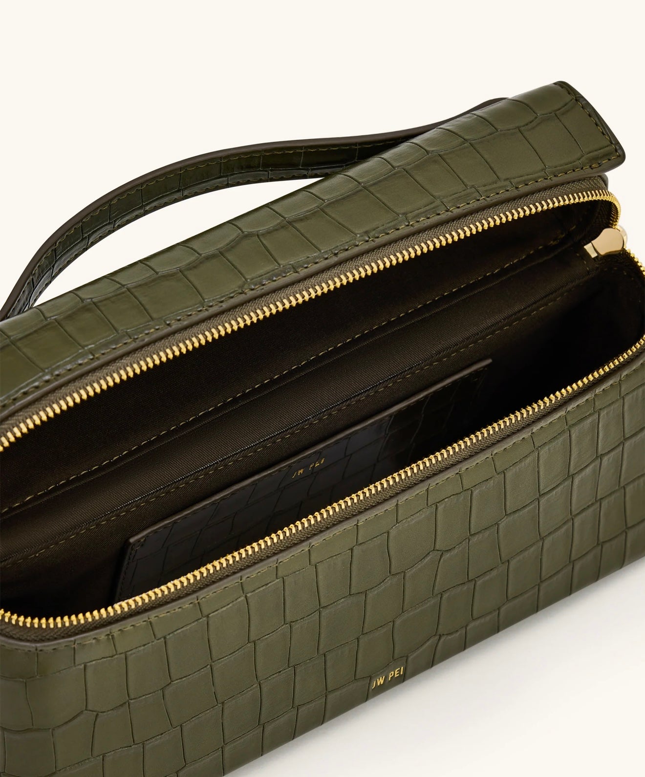 JW Pei Thea Croc Embosed Top Handle Bag (Olive Green)