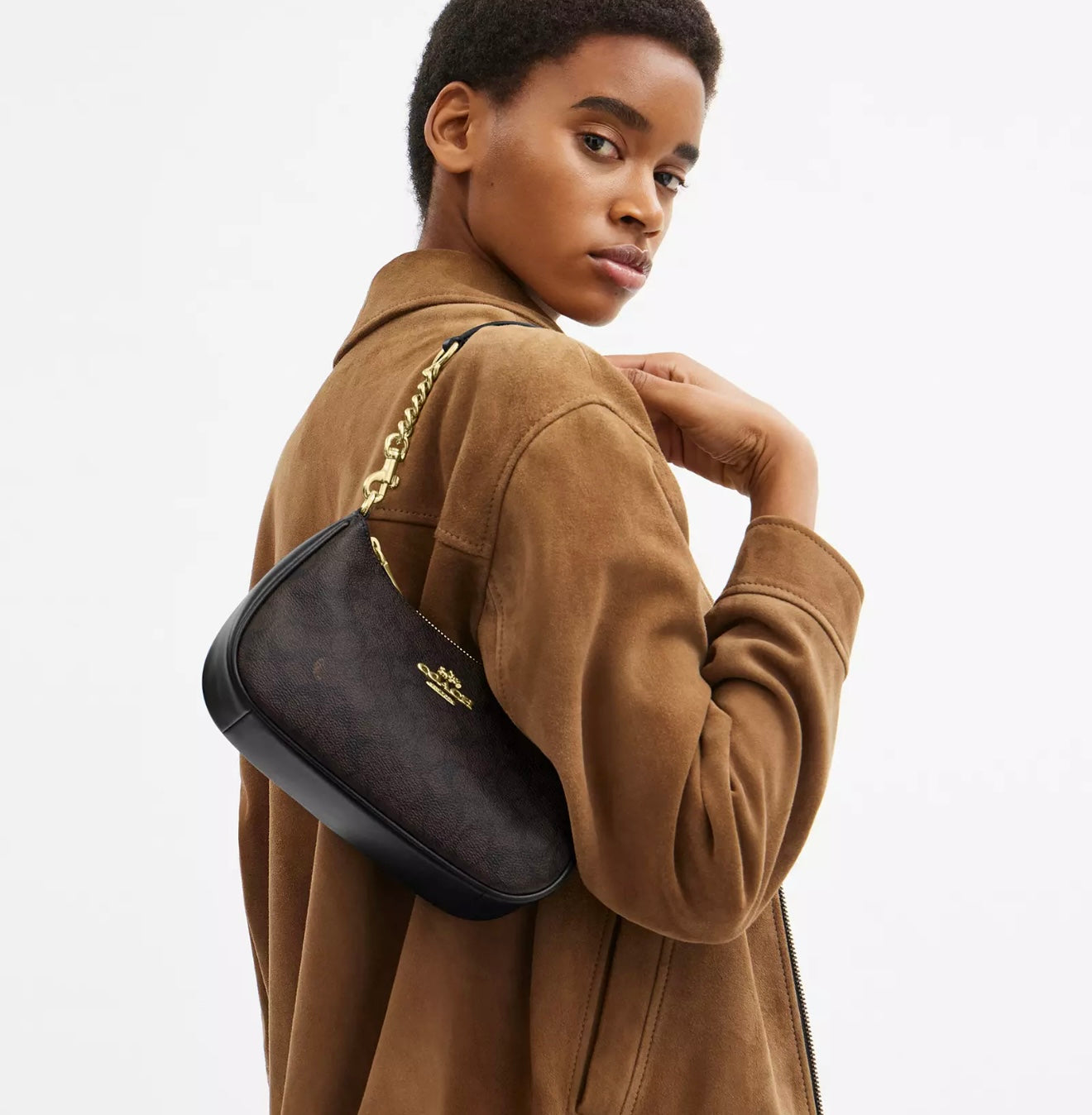 Coach Teri Shoulder Bag (Gold/Walnut/Black)