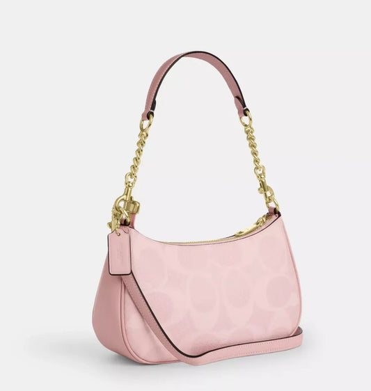 Coach Teri Shoulder Bag in Signature Canvas (Powder Pink)