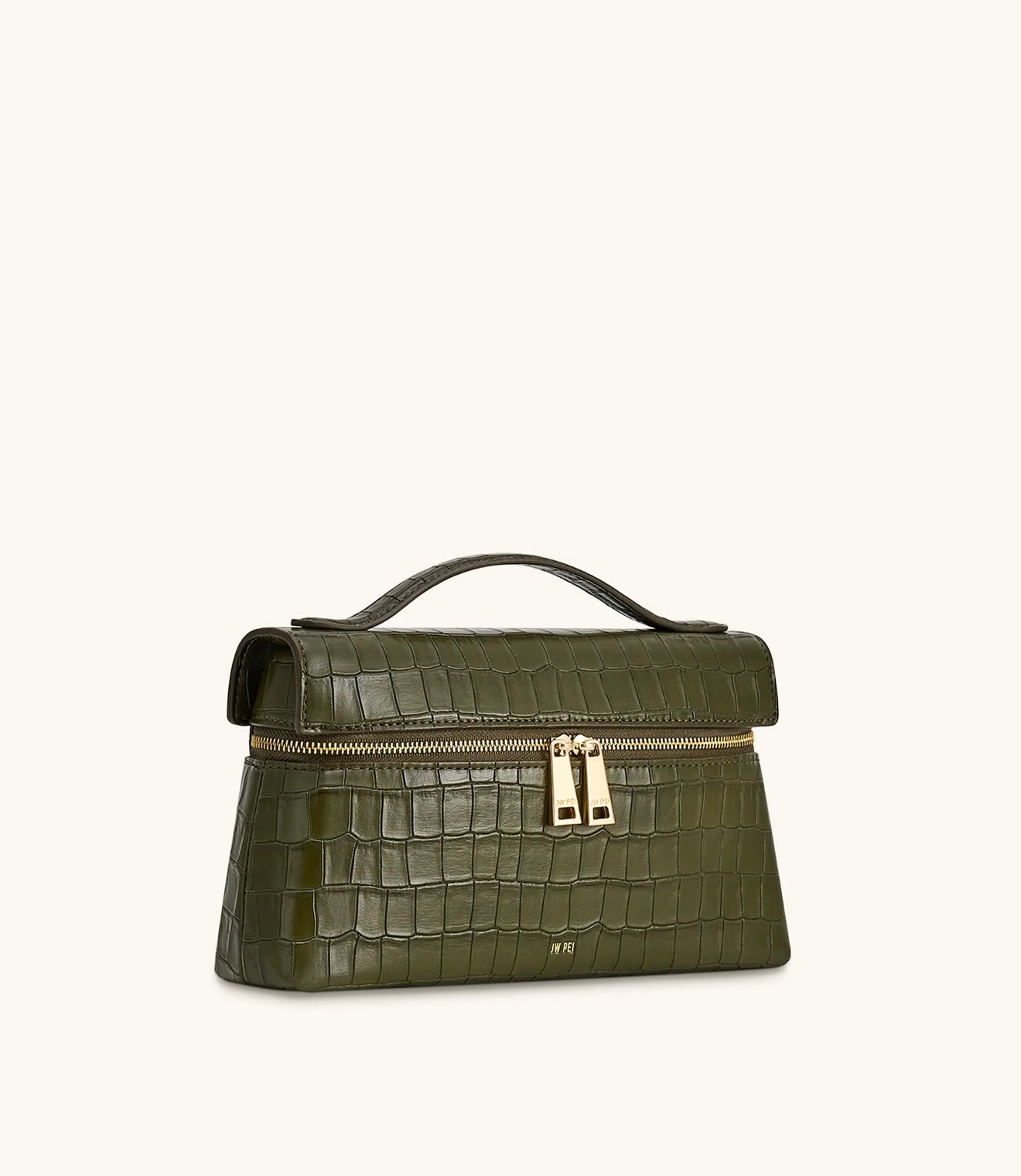 JW Pei Thea Croc Embosed Top Handle Bag (Olive Green)